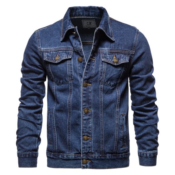 Spring Men Solid Lapel Denim Jackets Fashion Motorcycle Jeans Jackets Hommes Slim Fit Cotton Casual Black Blue Coats